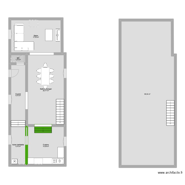 CHAUDON. Plan de 7 pièces et 155 m2