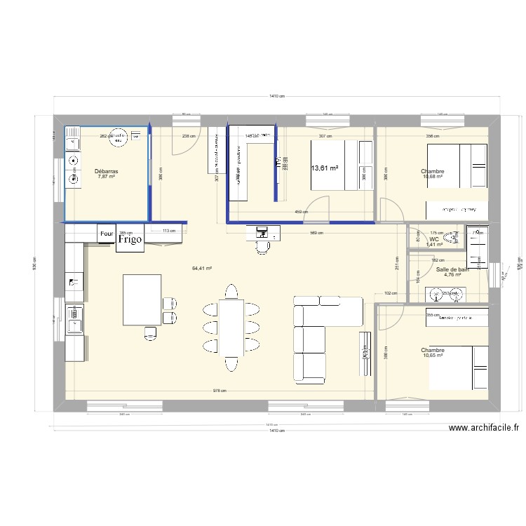 maison 1. Plan de 7 pièces et 113 m2