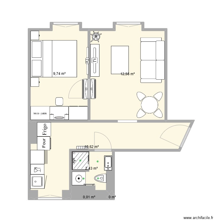 57 POLYGONE. Plan de 6 pièces et 35 m2