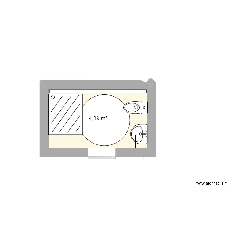 sdb noa M. Plan de 1 pièce et 5 m2