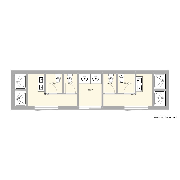 club house. Plan de 11 pièces et 27 m2