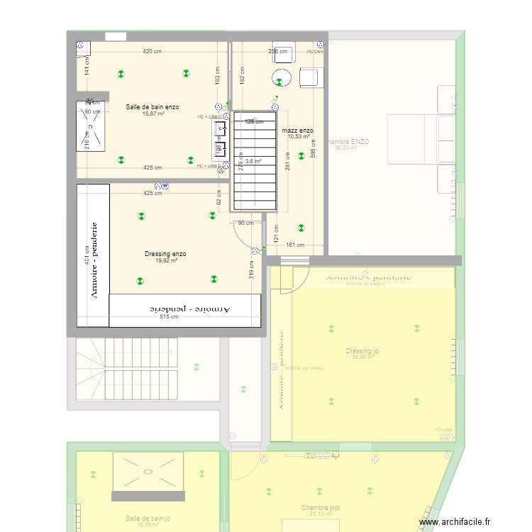 R+1 Rénové Maison. Plan de 12 pièces et 192 m2