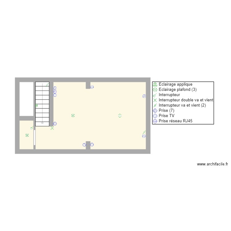 NOYELLE SOUS BELLONNE ETAGE. Plan de 3 pièces et 28 m2