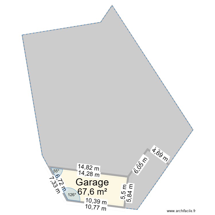 Maison. Plan de 1 pièce et 68 m2