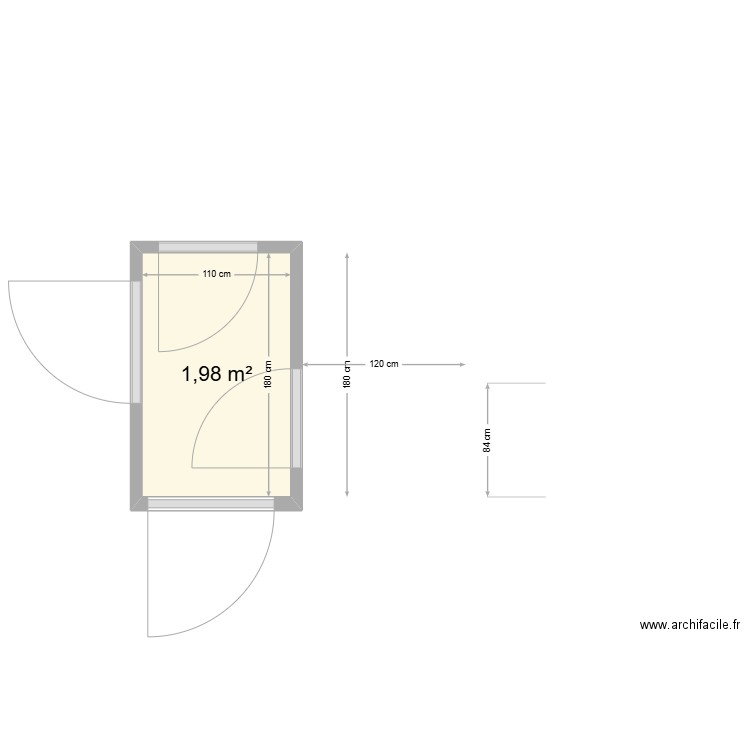 SDB JCB 3. Plan de 1 pièce et 2 m2