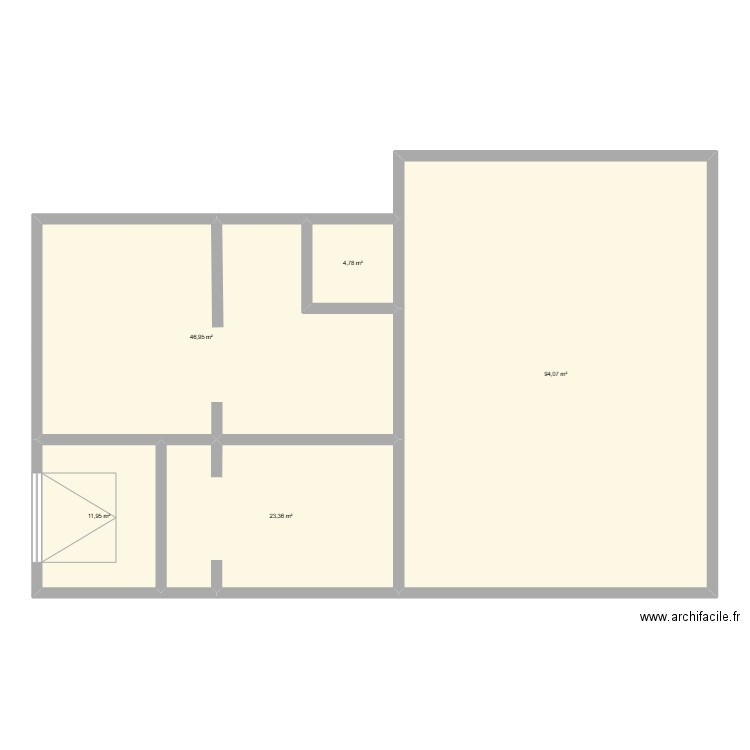 sous sol. Plan de 5 pièces et 181 m2