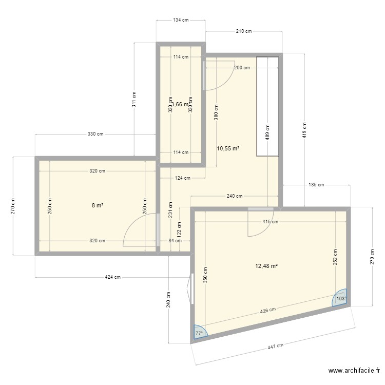 Scie 2 - nouveau 3 pièces. Plan de 4 pièces et 35 m2