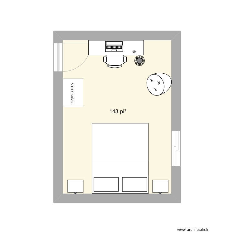 Chambre Diego. Plan de 1 pièce et 13 m2