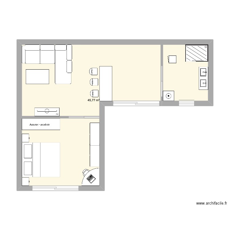 Plan Projet 1. Plan de 1 pièce et 46 m2