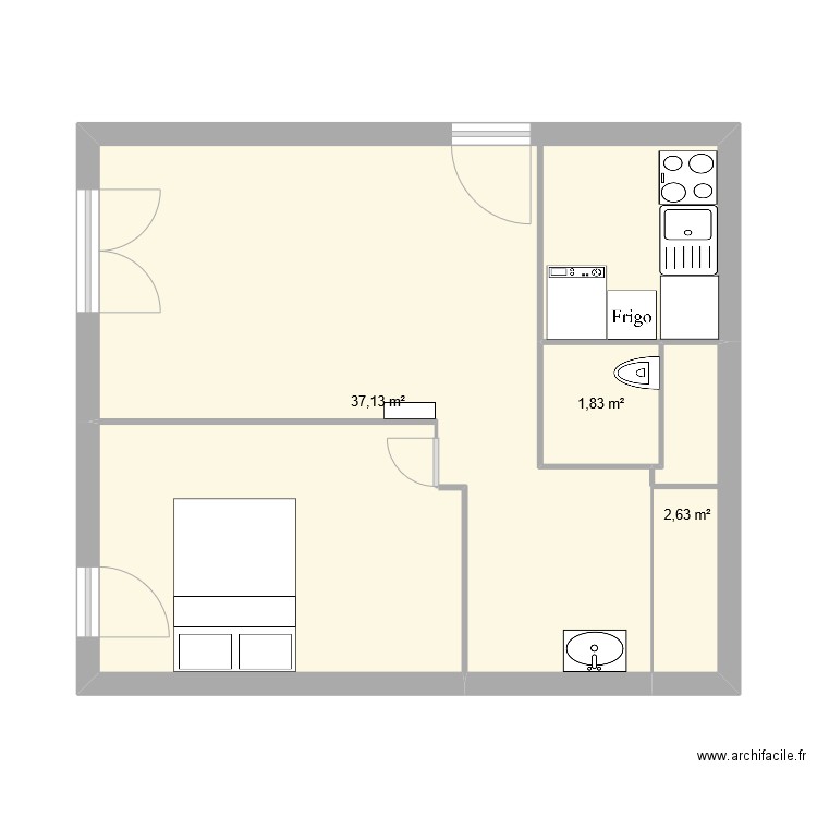 Plan réemaison. Plan de 3 pièces et 42 m2