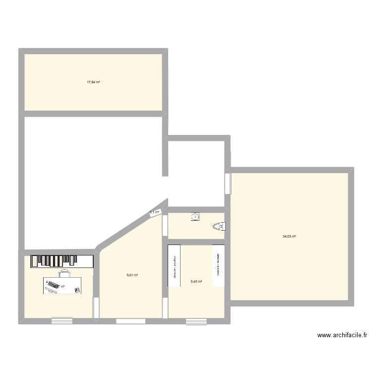 maison projet 1. Plan de 6 pièces et 84 m2