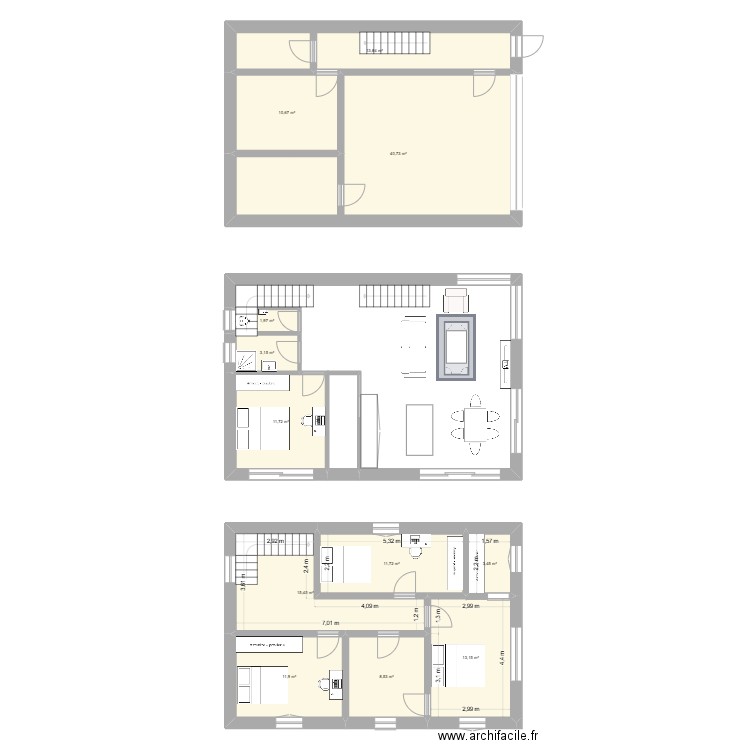 Projet 1. Plan de 12 pièces et 146 m2