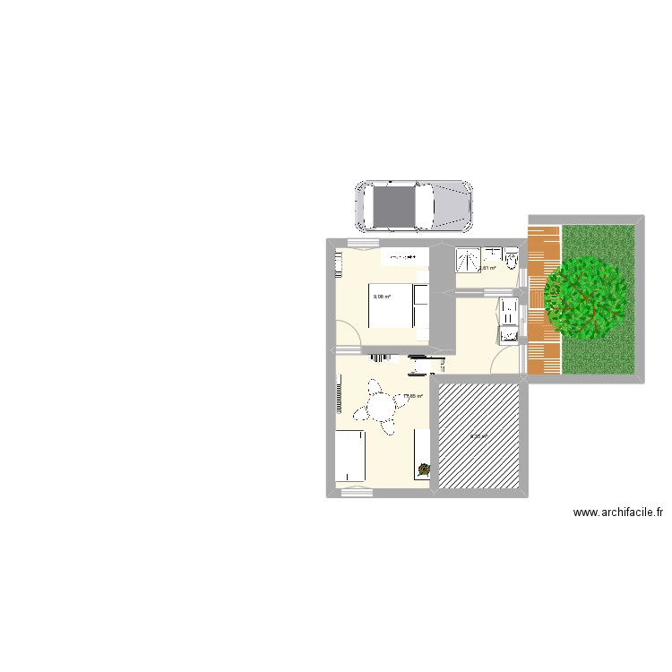 Bruniq. Plan de 4 pièces et 38 m2