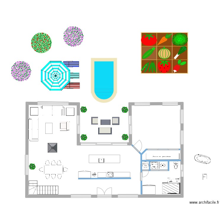 maison en U. Plan de 0 pièce et 0 m2