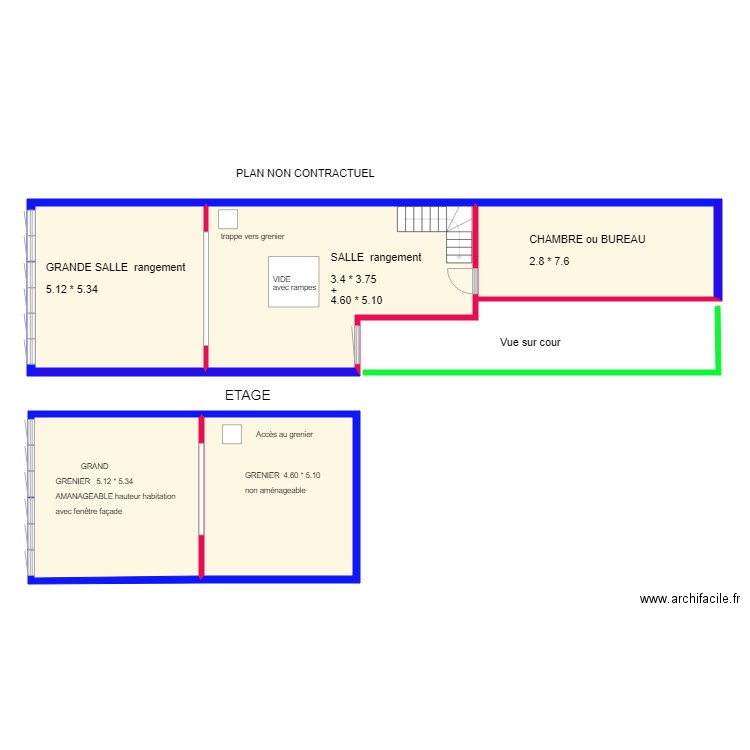 JUMET  COMMERCE avec  grenier ETAGE. Plan de 0 pièce et 0 m2