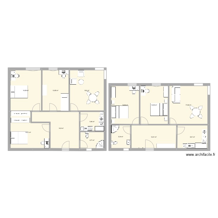 T3 modifié. Plan de 0 pièce et 0 m2