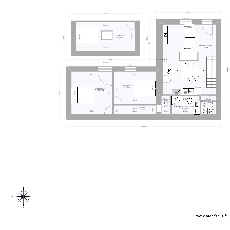 Vernet Annexes projet. Plan de 9 pièces et 73 m2