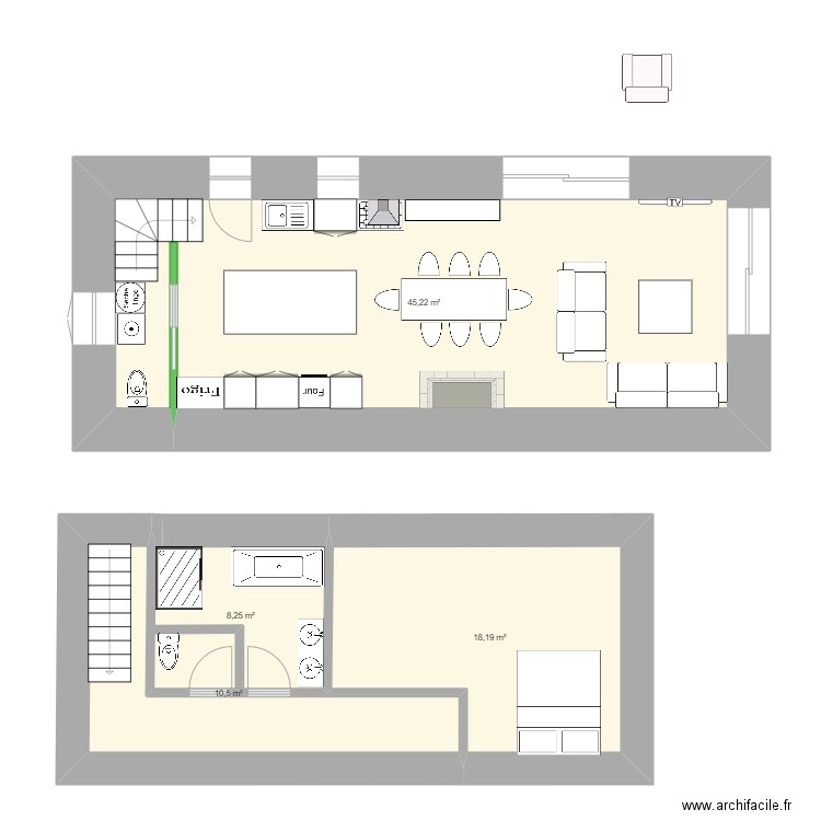 SORBS. Plan de 4 pièces et 82 m2