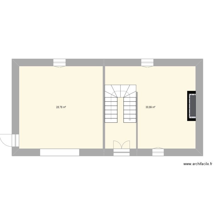 Orignac 1. Plan de 2 pièces et 60 m2