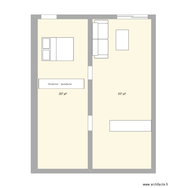 JAZZD635. Plan de 2 pièces et 58 m2