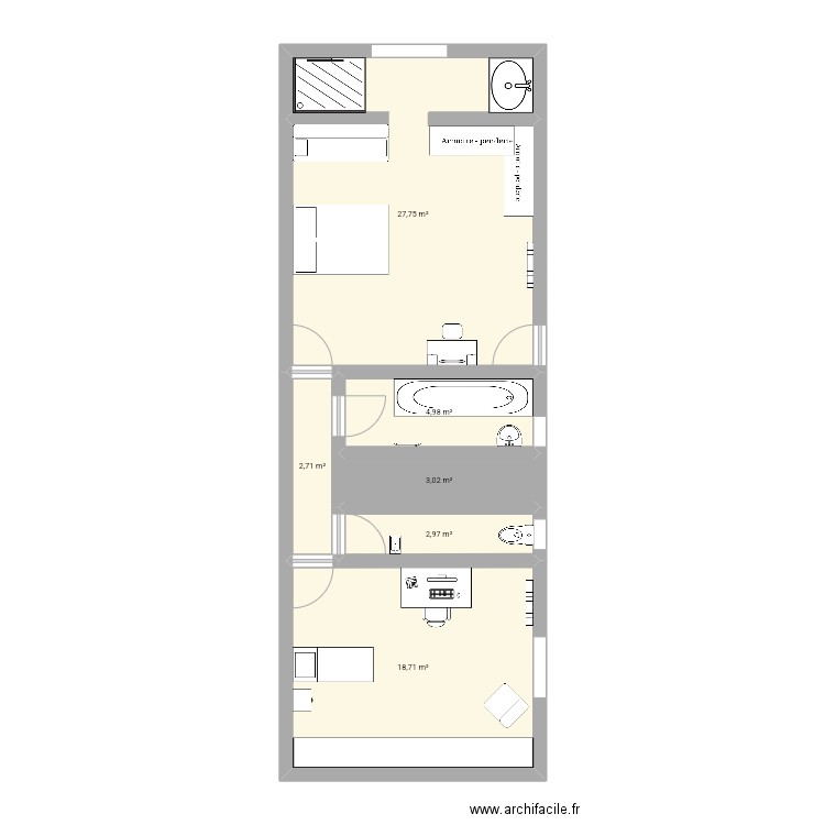 Maison gabarret. Plan de 6 pièces et 60 m2