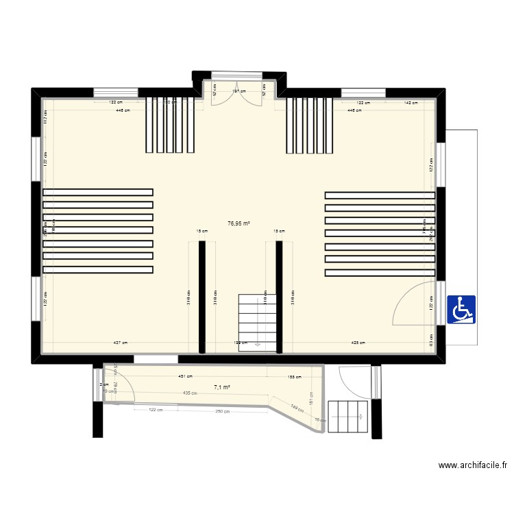 RDC mairie st aub. Plan de 2 pièces et 84 m2