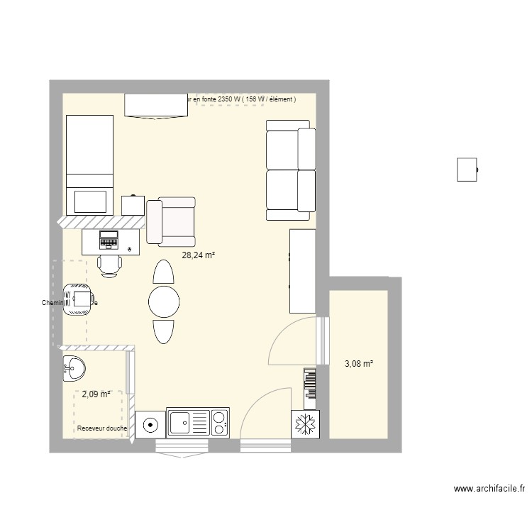 studio asse. Plan de 4 pièces et 65 m2