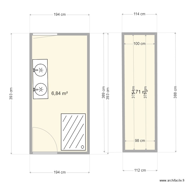 sdb 1. Plan de 0 pièce et 0 m2