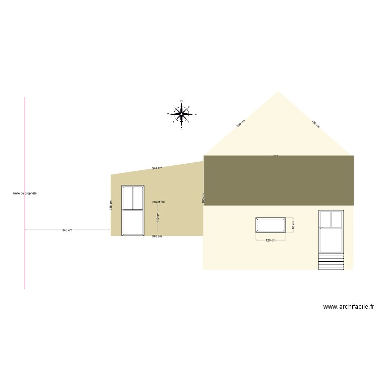 plan de coupe avant travaux coté jardin 1.2. Plan de 0 pièce et 0 m2