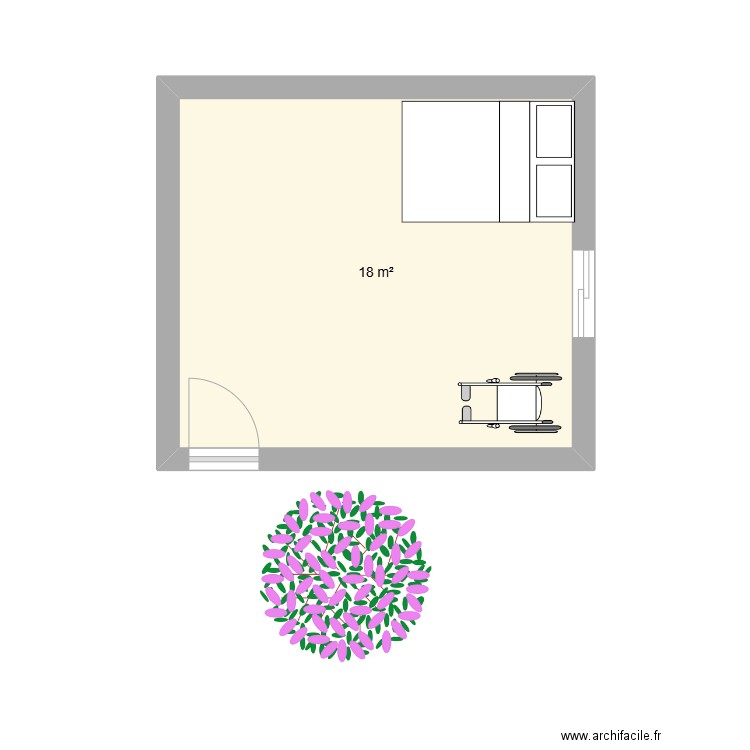 salle de repos. Plan de 1 pièce et 18 m2