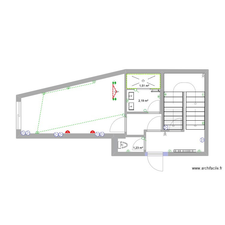 CHAMBRE 2 ÉLECTRICITÉ. Plan de 4 pièces et 19 m2