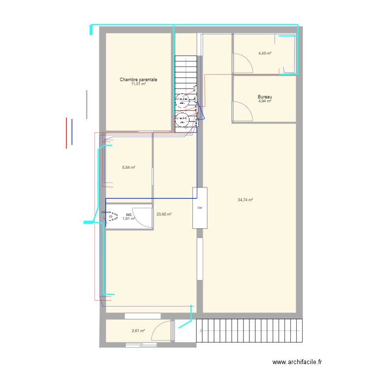 Premier étage plomberie. Plan de 0 pièce et 0 m2