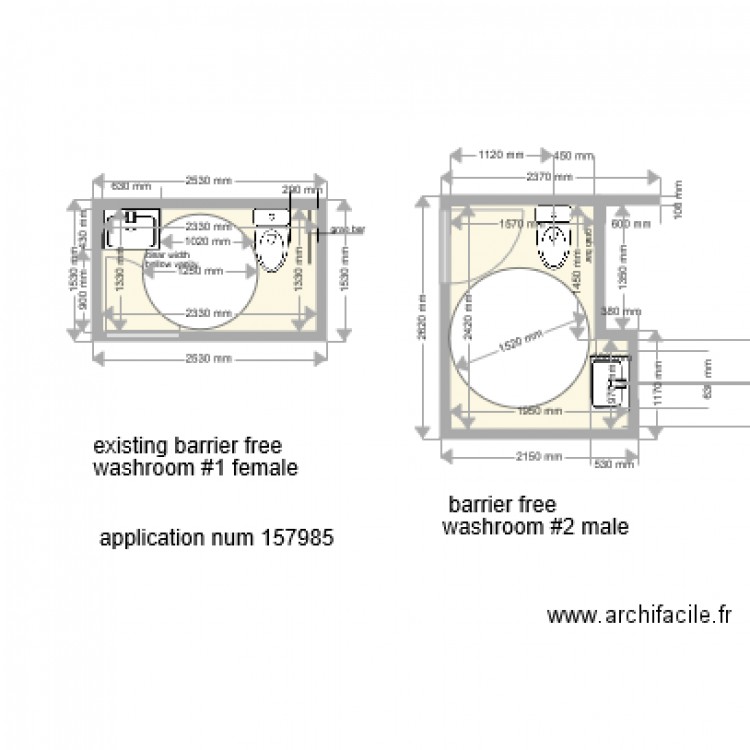 barrier free washroom. Plan de 0 pièce et 0 m2