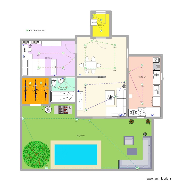 Eric plano. Plan de 7 pièces et 113 m2