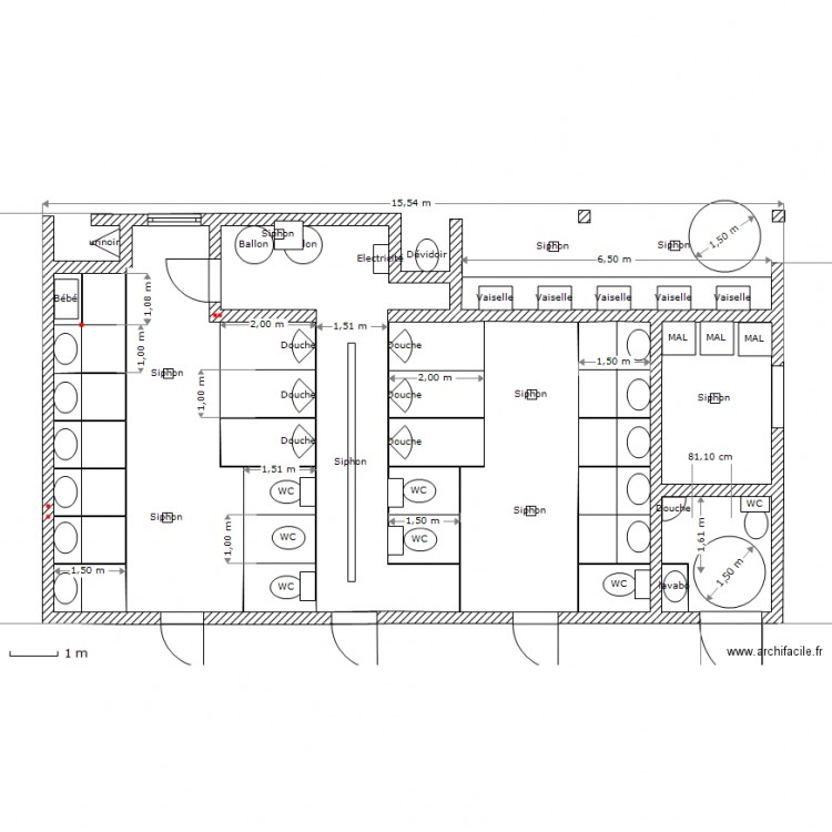 Sanitaire 200pl V2 accès handi. Plan de 0 pièce et 0 m2