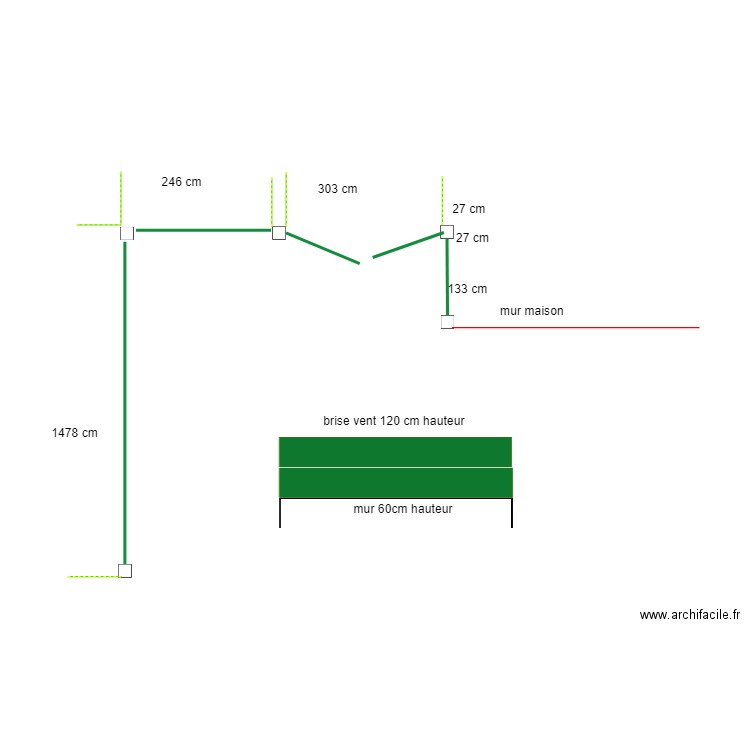 mur jardin. Plan de 0 pièce et 0 m2