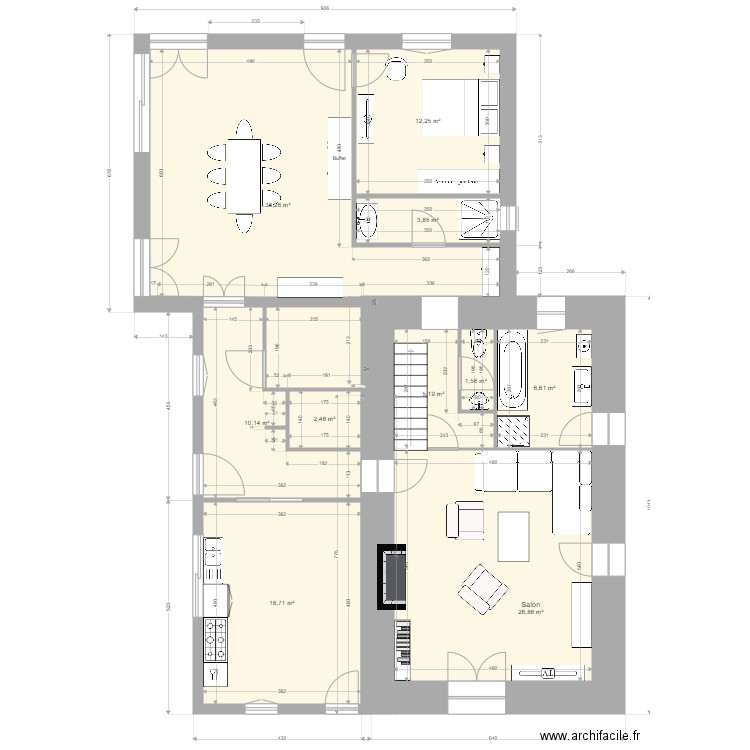 P Sylvie 5. Plan de 10 pièces et 126 m2