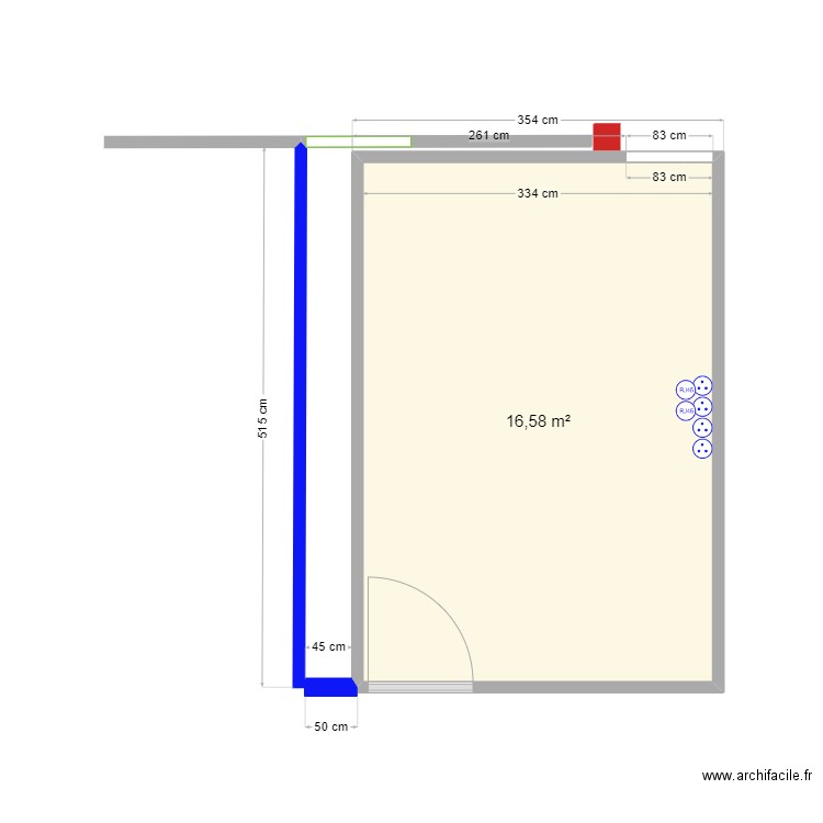 LOCAL ARCHIVES COURRIER 37. Plan de 1 pièce et 17 m2