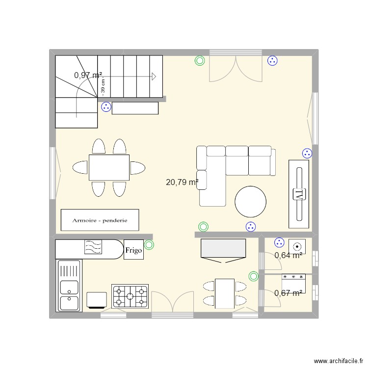 Ma maison. Plan de 4 pièces et 23 m2