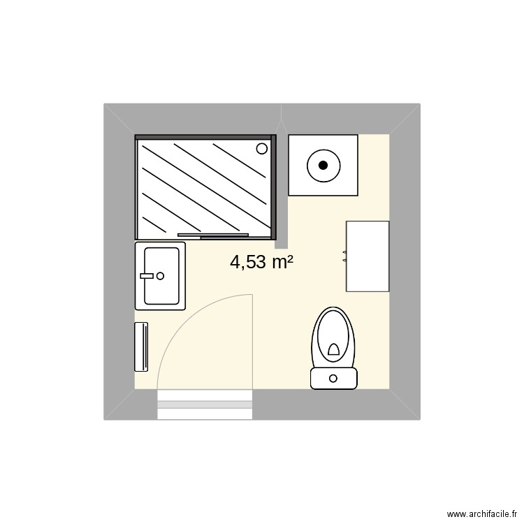 essai salle de bain . Plan de 1 pièce et 5 m2