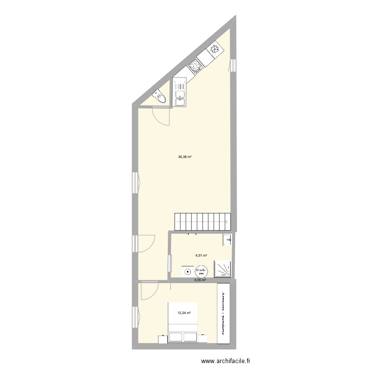 maison. Plan de 4 pièces et 55 m2