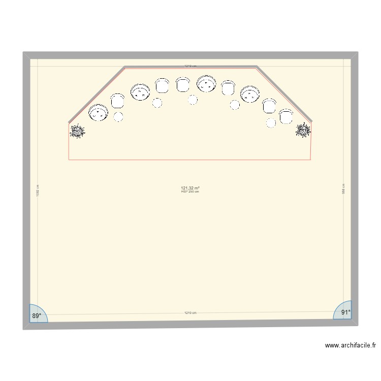 Banque Pop  fauteuil - chat. Plan de 1 pièce et 121 m2