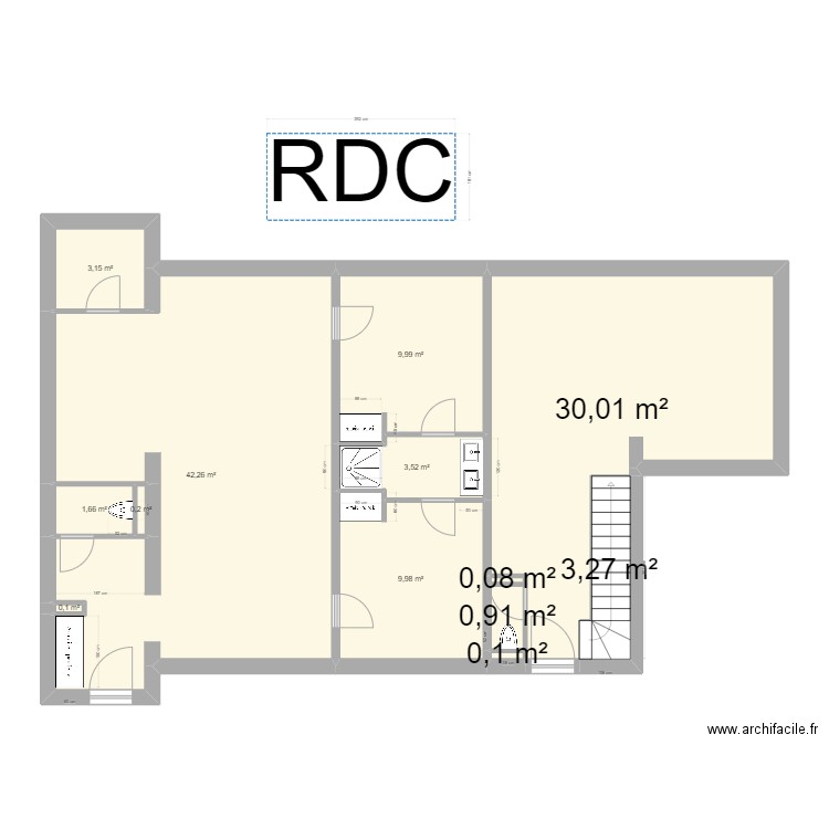 etage. Plan de 13 pièces et 105 m2