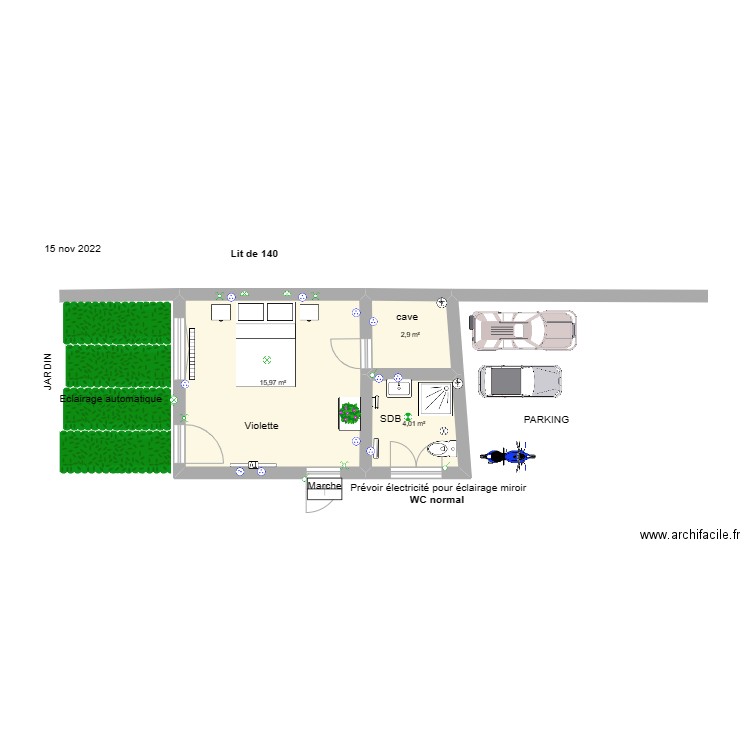 Chambre Violette Vassy  RDC. Plan de 0 pièce et 0 m2