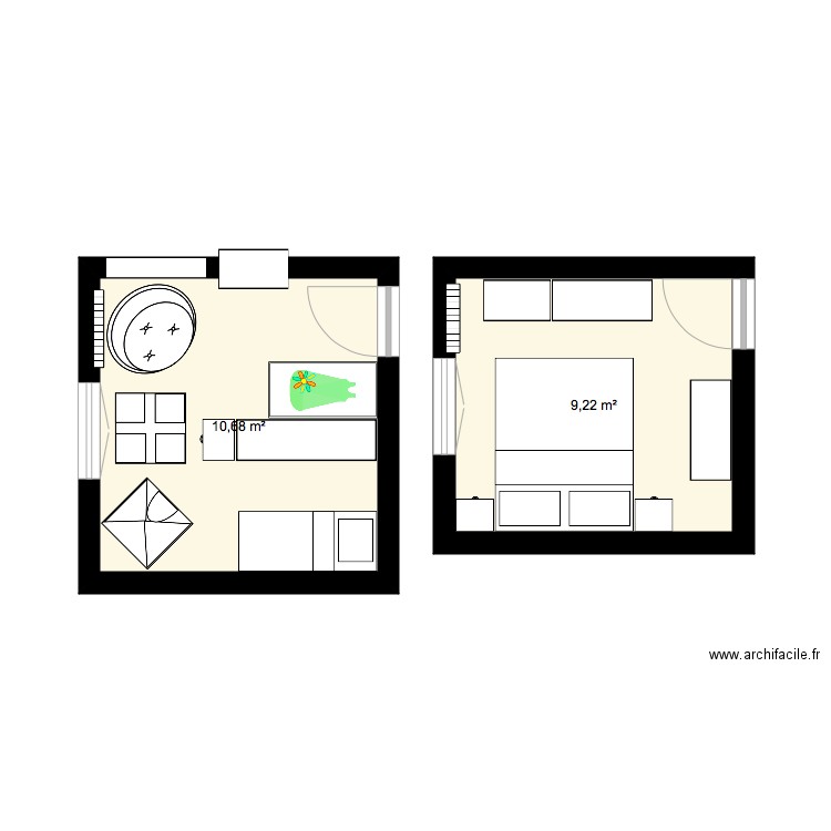 share the room. Plan de 0 pièce et 0 m2