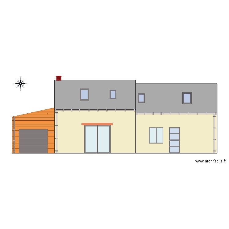 Facade SUD après modification. Plan de 0 pièce et 0 m2