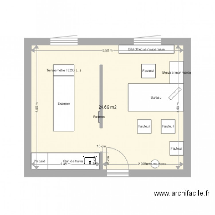 Bureau médecin. Plan de 0 pièce et 0 m2