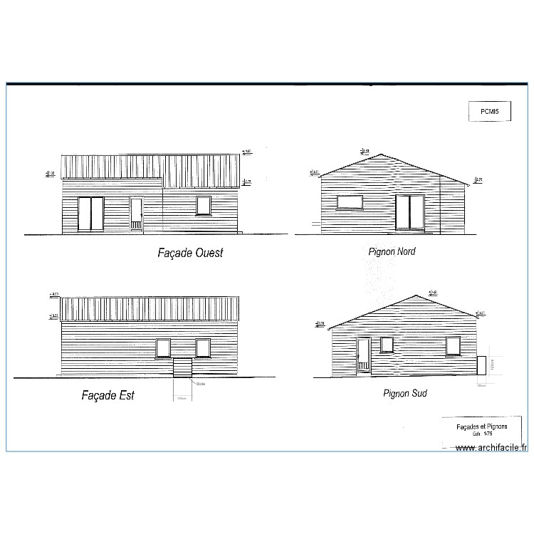 facades et pignons. Plan de 0 pièce et 0 m2