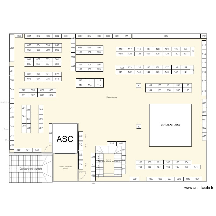 Magasin 2ème 2024. Plan de 18 pièces et 1294 m2