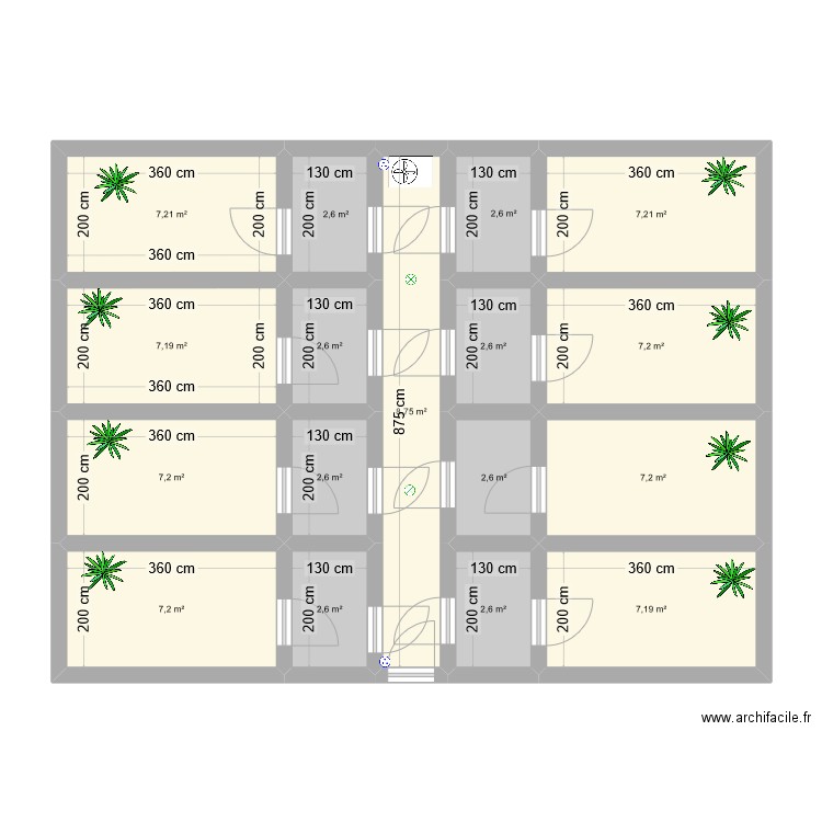 plan integral. Plan de 17 pièces et 87 m2